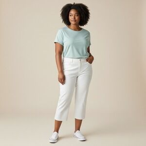 Pendleton Capri Pants Women's 14 White Dress Slack High Rise Wide Leg Capri Pant